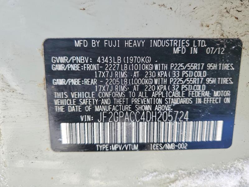 75064355 :رقم المزاد ، JF2GPACC4DH205724 vin ، 2013 Subaru Xv Crosstrek مزاد بيع