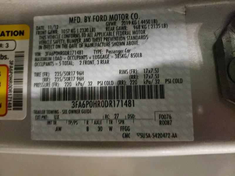 Продажа на аукционе авто 2013 Ford Fusion, vin: 3FA6P0HR0DR171481, номер лота: 79289405