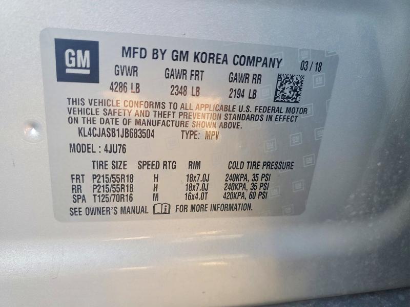 Продаж на аукціоні авто 2018 Buick Encore, vin: KL4CJASB1JB683504, номер лоту: 77748635