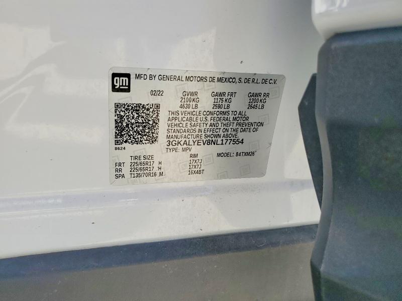 77615895 :رقم المزاد ، 3GKALYEV8NL177554 vin ، 2022 Gmc Terrain مزاد بيع