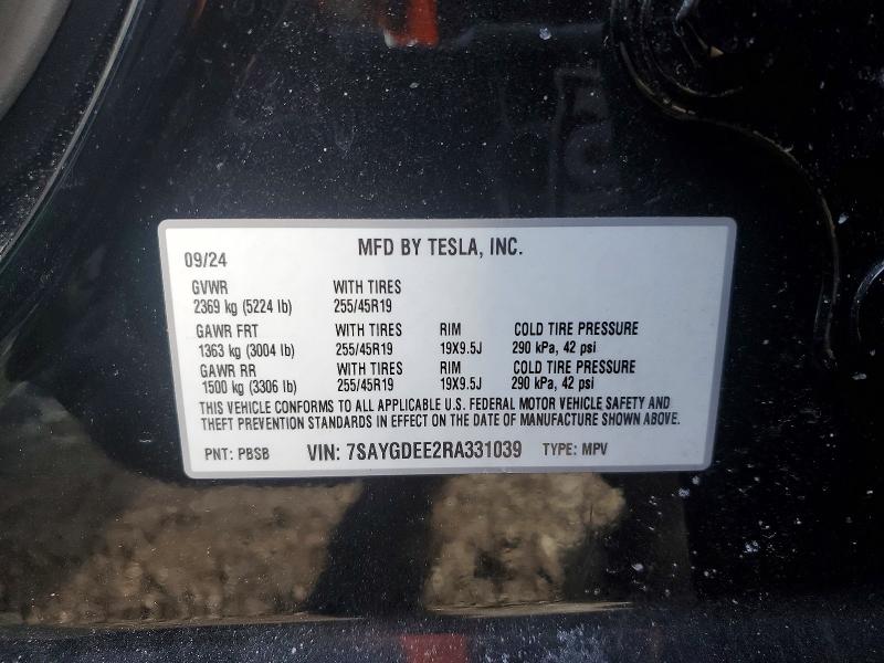Продаж на аукціоні авто 2024 Tesla Model Y, vin: 7SAYGDEE2RA331039, номер лоту: 76881535