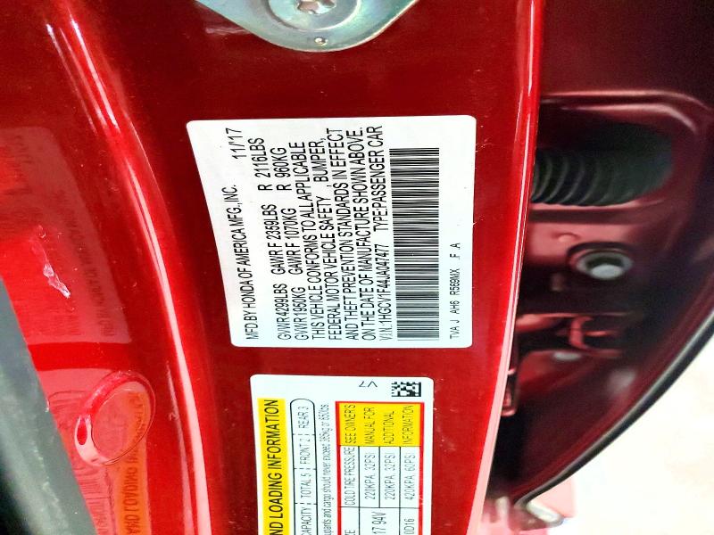 Aukcja sprzedaży 2018 Honda Accord, vin: 1HGCV1F44JA047477, numer aukcji: 79074345