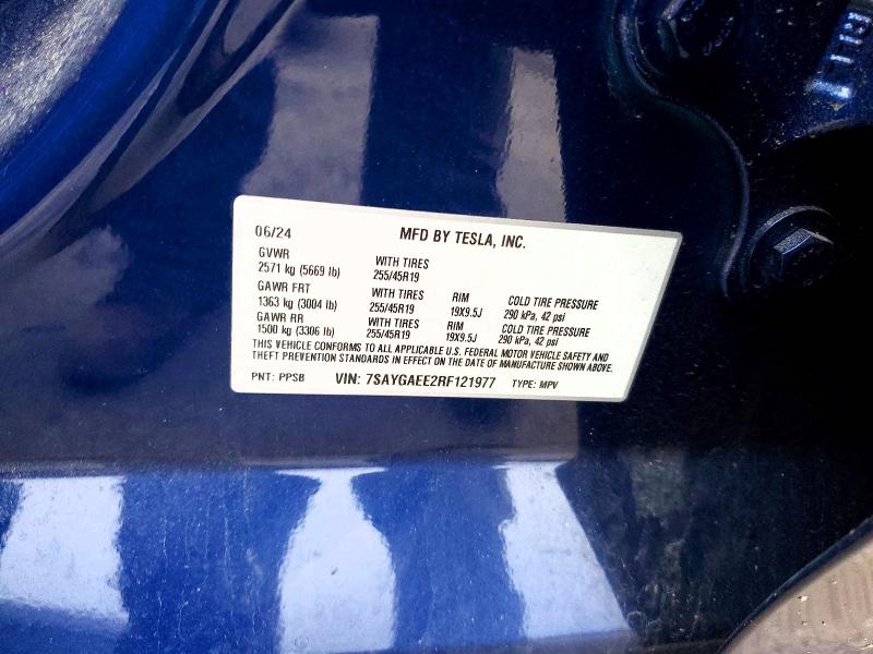 Продаж на аукціоні авто 2024 Tesla Model Y, vin: 7SAYGAEE2RF121977, номер лоту: 76789385