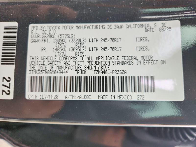 Продаж на аукціоні авто 2025 Toyota Tacoma, vin: 3TMKB5FN0SM049444, номер лоту: 75971385