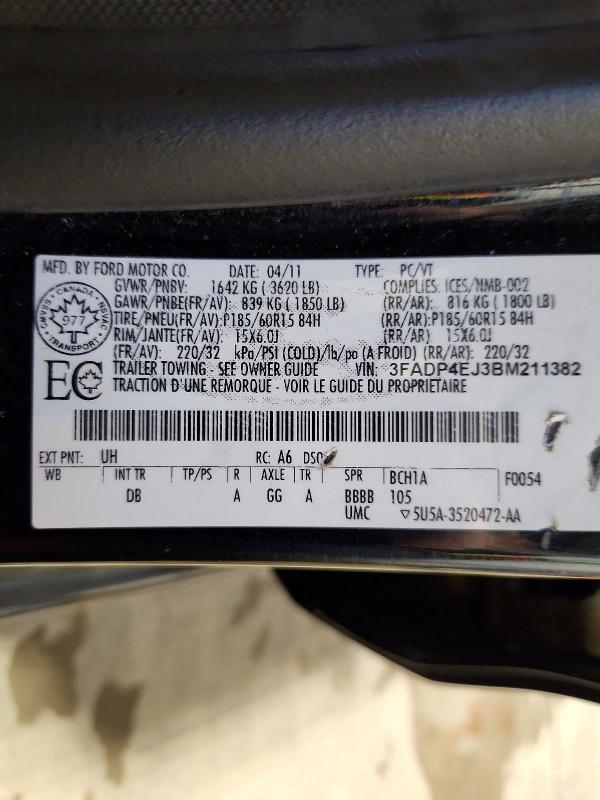 Aukcja sprzedaży 2011 Ford Fiesta, vin: 3FADP4EJ3BM211382, numer aukcji: 76160715