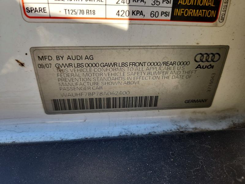 Продажа на аукционе авто 2008 Audi A3, vin: WAUHF78P78A062400, номер лота: 76147685