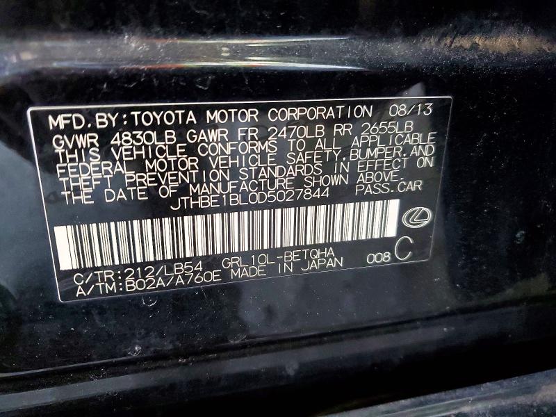 Aukcja sprzedaży 2013 Lexus Gs, vin: JTHBE1BL0D5027844, numer aukcji: 76835865