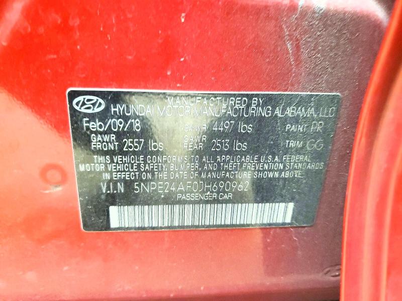 78833815 :رقم المزاد ، 5NPE24AF0JH690962 vin ، 2018 Hyundai Sonata مزاد بيع