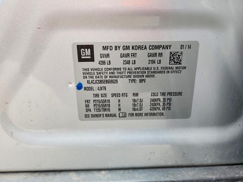 77380295 :رقم المزاد ، KL4CJCSB5EB659529 vin ، 2014 Buick Encore مزاد بيع