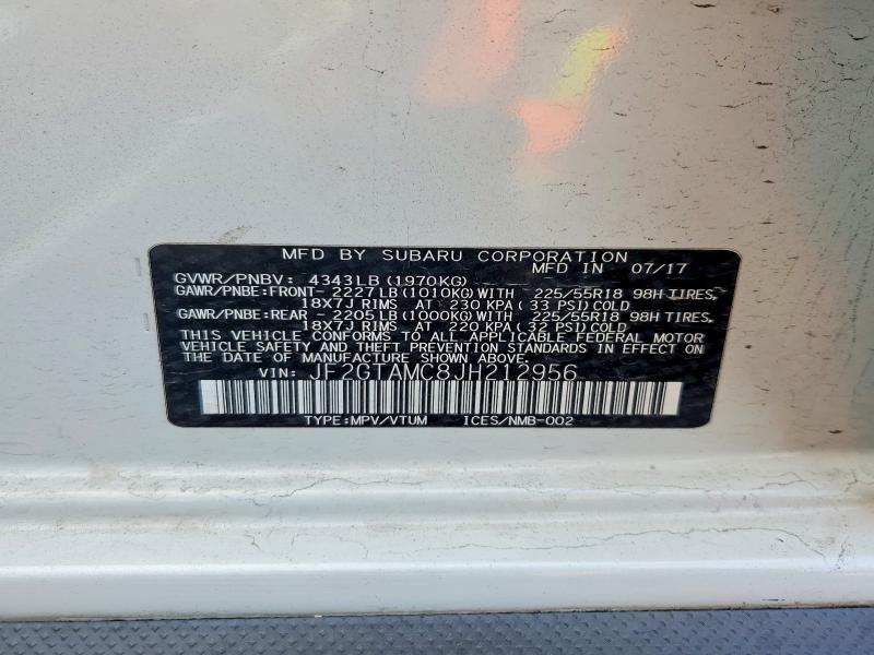 Продаж на аукціоні авто 2018 Subaru Crosstrek, vin: JF2GTAMC8JH212956, номер лоту: 76287415
