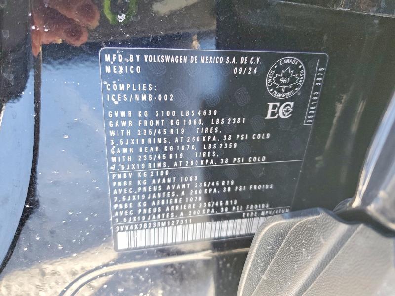 76525845 :رقم المزاد ، 3VV4X7B23RM127311 vin ، 2024 Volkswagen Taos مزاد بيع