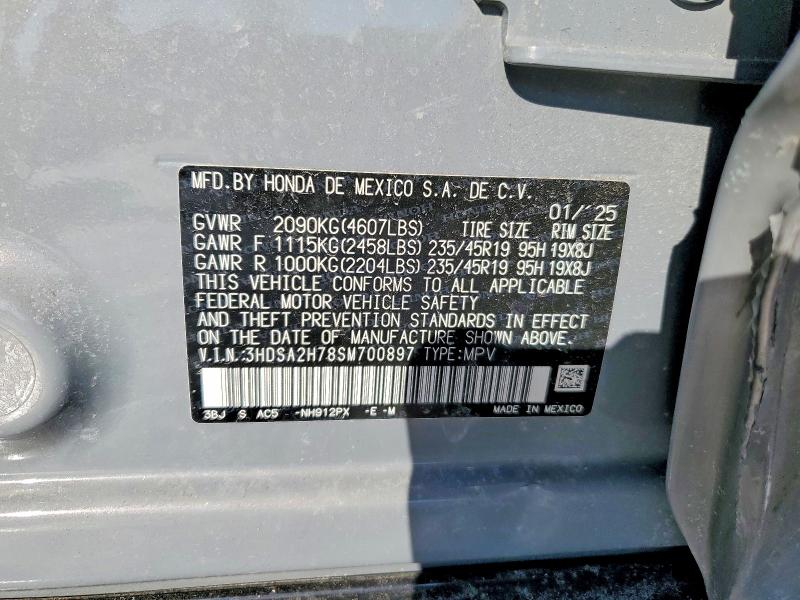 76879005 :رقم المزاد ، 3HDSA2H78SM700897 vin ، 2025 Acura Adx مزاد بيع