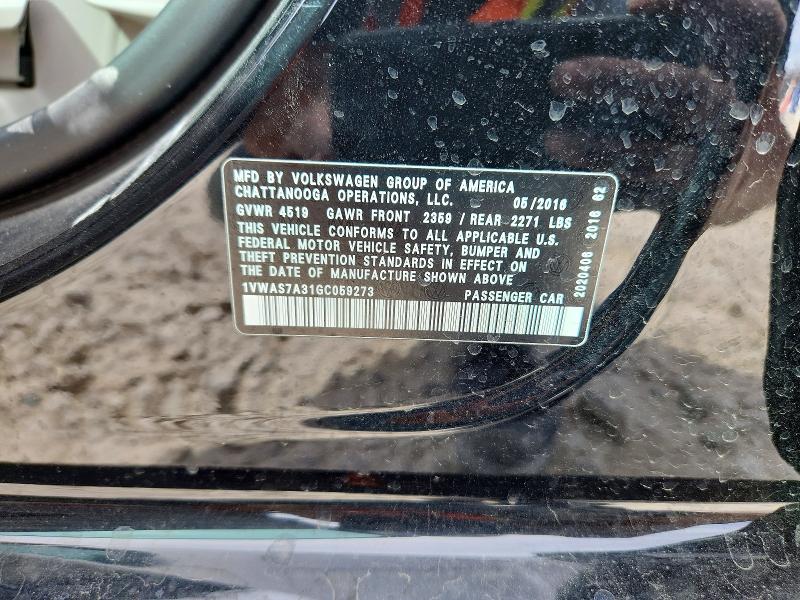 79040745 :رقم المزاد ، 1VWAS7A31GC059273 vin ، 2016 Volkswagen Passat مزاد بيع