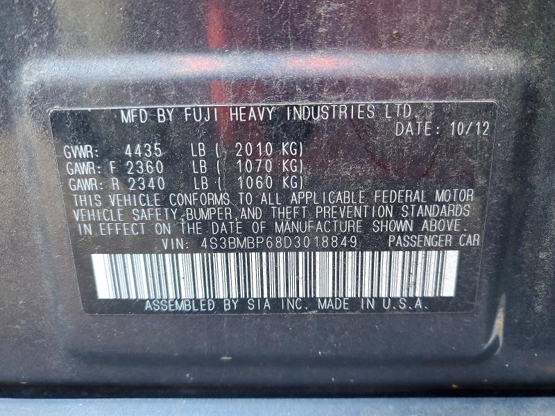 77351915 :رقم المزاد ، 4S3BMBP68D3018849 vin ، 2013 Subaru Legacy 2.5 مزاد بيع