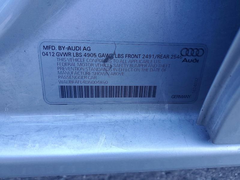 Продаж на аукціоні авто 2013 Audi A4, vin: WAUBFAFL4DN004850, номер лоту: 76853825