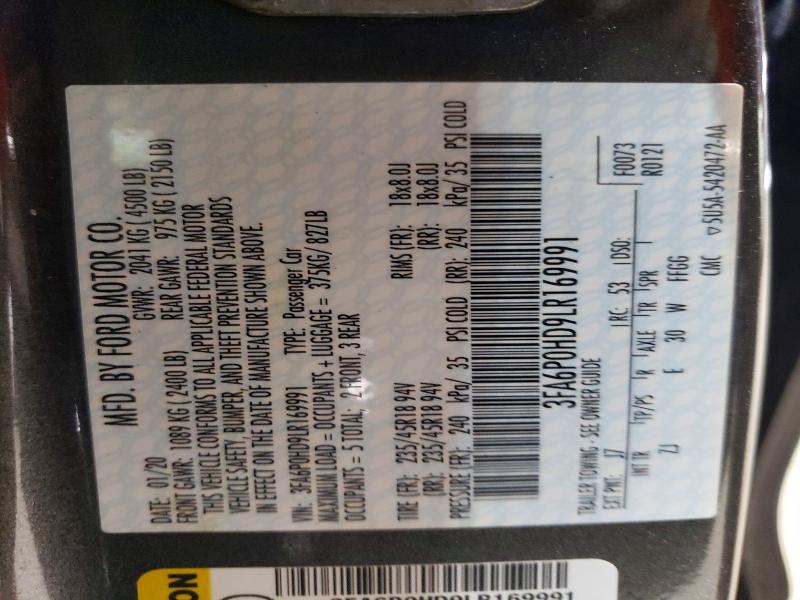Продаж на аукціоні авто 2020 Ford Fusion, vin: 3FA6P0HD9LR169991, номер лоту: 77382505