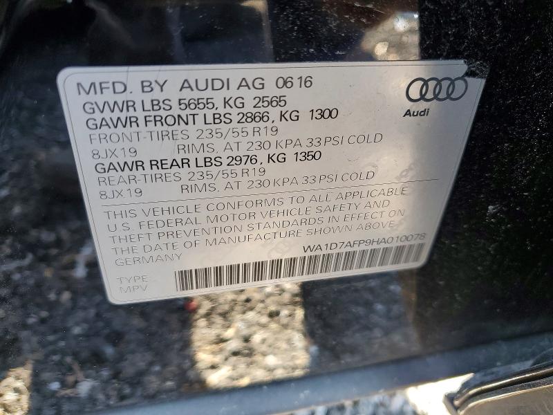 78558115 :رقم المزاد ، WA1D7AFP9HA010078 vin ، 2017 Audi Q5 مزاد بيع