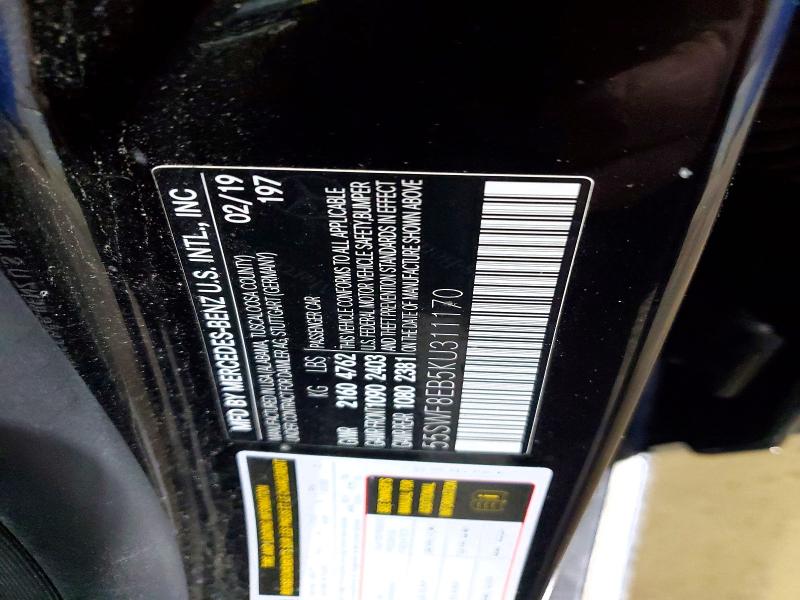 77960795 :رقم المزاد ، 55SWF8EB5KU311170 vin ، 2019 Mercedes-benz C مزاد بيع