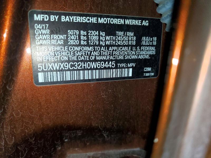 79116295 :رقم المزاد ، 5UXWX9C32H0W69445 vin ، 2017 Bmw X3 مزاد بيع