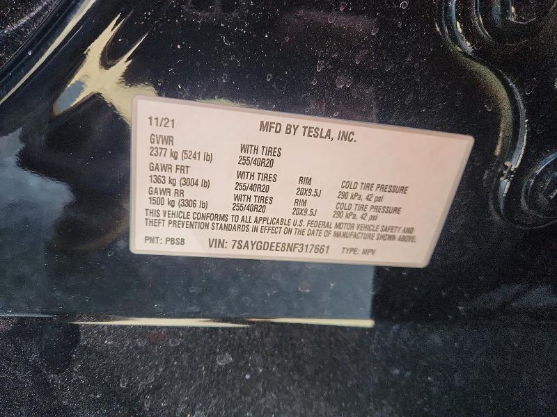 76571215 :رقم المزاد ، 7SAYGDEE8NF317661 vin ، 2022 Tesla Model Y مزاد بيع
