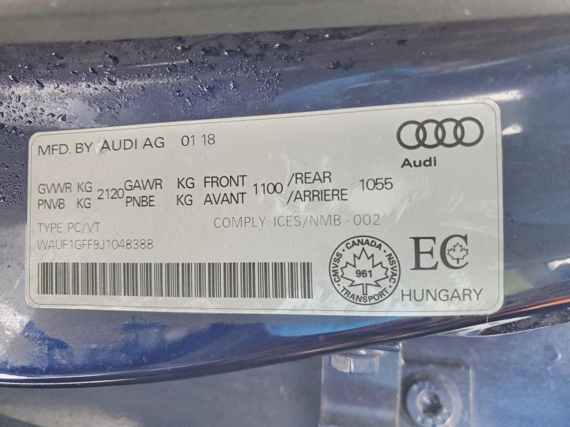 Продажа на аукционе авто 2018 Audi S3, vin: WAUF1GFF9J1048388, номер лота: 75109505