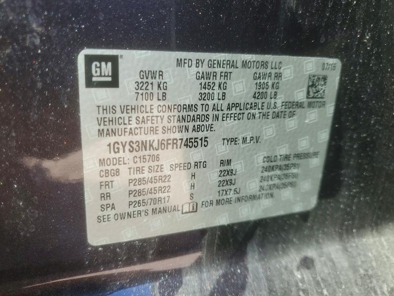 Aukcja sprzedaży 2015 Cadillac Escalade, vin: 1GYS3NKJ6FR745515, numer aukcji: 76070255