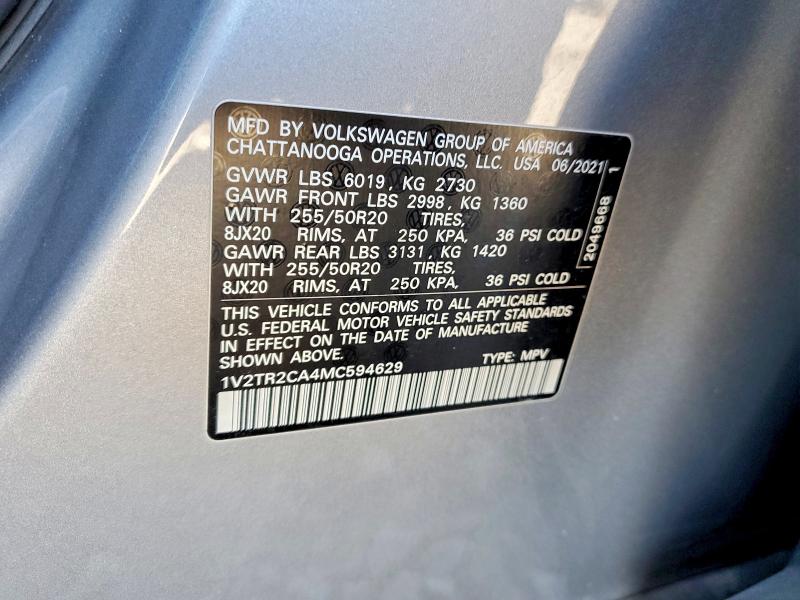 Продажа на аукционе авто 2021 Volkswagen Atlas, vin: 1V2TR2CA4MC594629, номер лота: 77882315