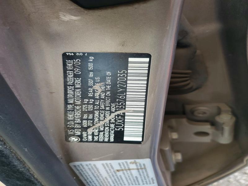 2006 Bmw X5 მანქანა იყიდება აუქციონზე, vin: 5UXFA13576LY27035, აუქციონის ნომერი: 74487575