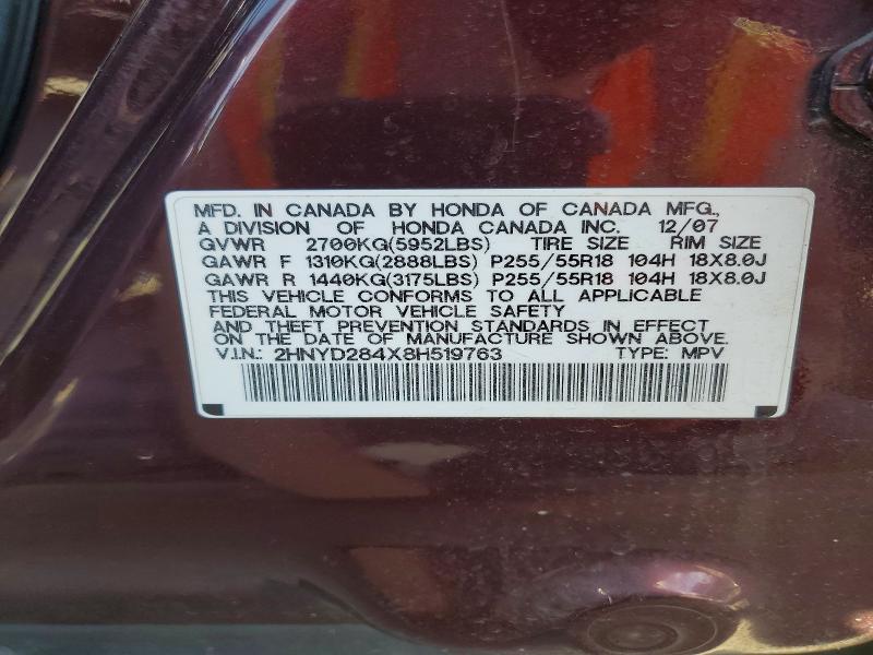 Aukcja sprzedaży 2008 Acura Mdx, vin: 2HNYD284X8H519763, numer aukcji: 76866575