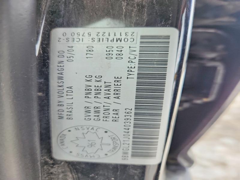 Auction sale of the 2004 Volkswagen Golf, vin: 9BWGL21J044039362, lot number: 78350755