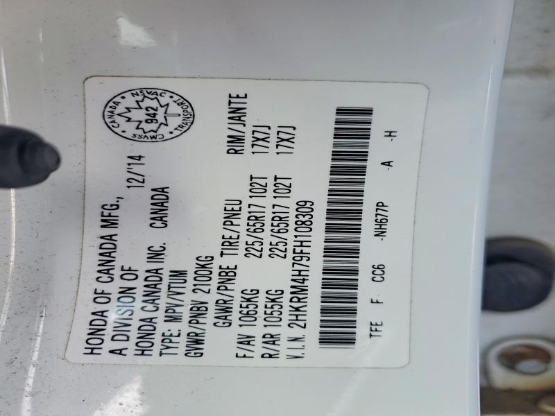 72978575 :رقم المزاد ، 2HKRM4H79FH108309 vin ، 2015 Honda Cr-v مزاد بيع