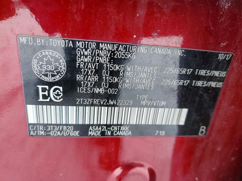 2018 Toyota Rav4 მანქანა იყიდება აუქციონზე, vin: 2T3ZFREV2JW422329, აუქციონის ნომერი: 78298415
