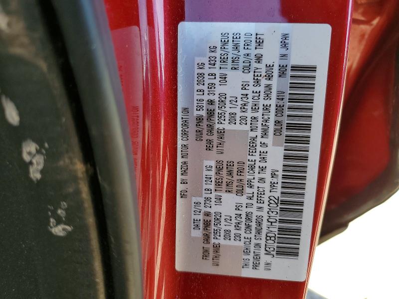 77974915 :رقم المزاد ، JM3TCBDY1H0131022 vin ، 2017 Mazda Cx-9 مزاد بيع