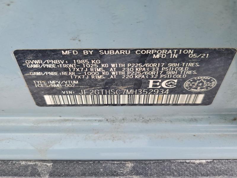 Продаж на аукціоні авто 2021 Subaru Crosstrek, vin: JF2GTHSC7MH352934, номер лоту: 75403775