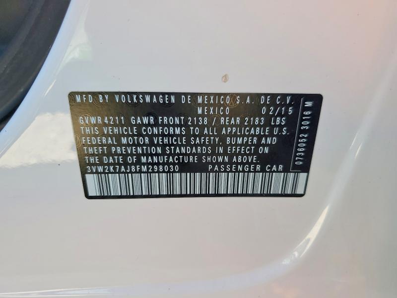 Aukcja sprzedaży 2015 Volkswagen Jetta, vin: 3VW2K7AJ8FM298030, numer aukcji: 79252005
