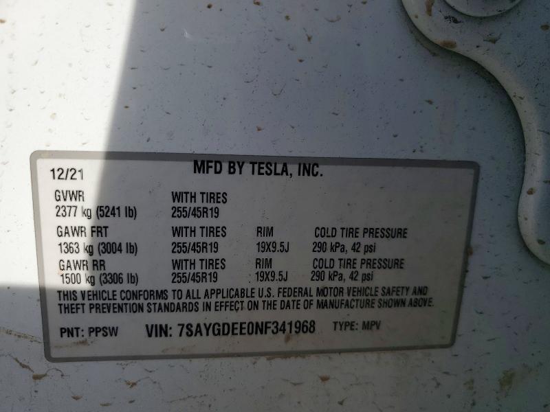 Продаж на аукціоні авто 2022 Tesla Model Y, vin: 7SAYGDEE0NF341968, номер лоту: 78558815