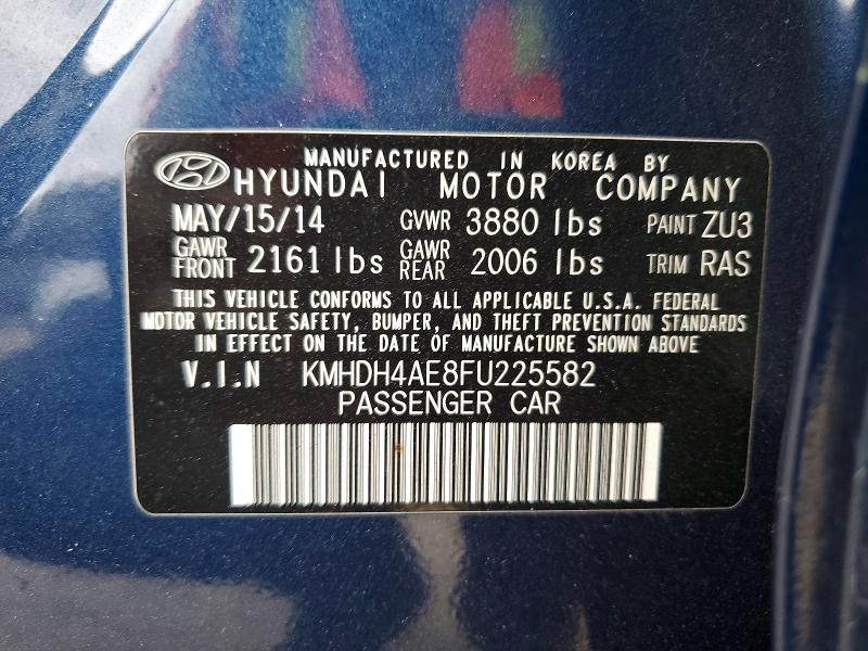 Aukcja sprzedaży 2015 Hyundai Elantra, vin: KMHDH4AE8FU225582, numer aukcji: 78023315