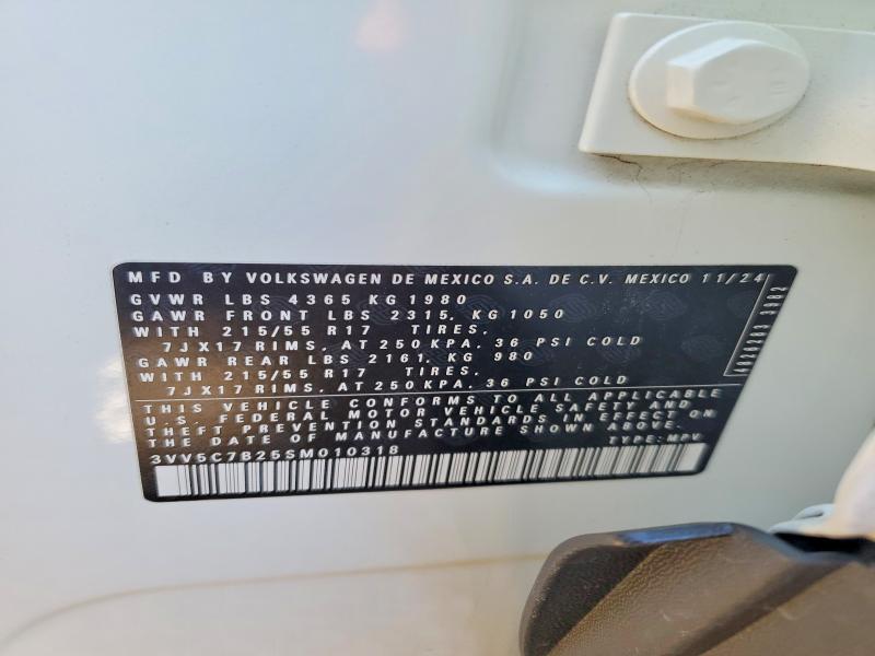 75765495 :رقم المزاد ، 3VV5C7B25SM010318 vin ، 2025 Volkswagen Taos مزاد بيع