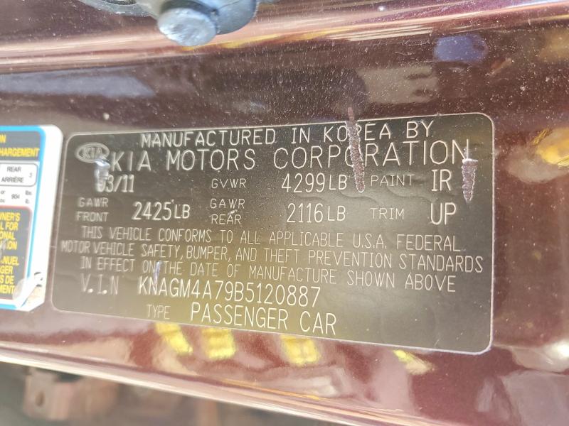 Aukcja sprzedaży 2011 Kia Optima, vin: KNAGM4A79B5120887, numer aukcji: 75827375
