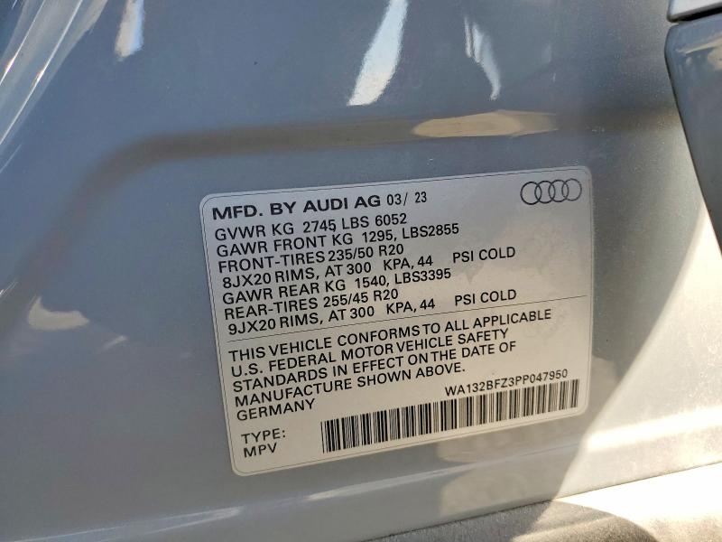 2023 Audi Q4 E-tron მანქანა იყიდება აუქციონზე, vin: WA132BFZ3PP047950, აუქციონის ნომერი: 75967095