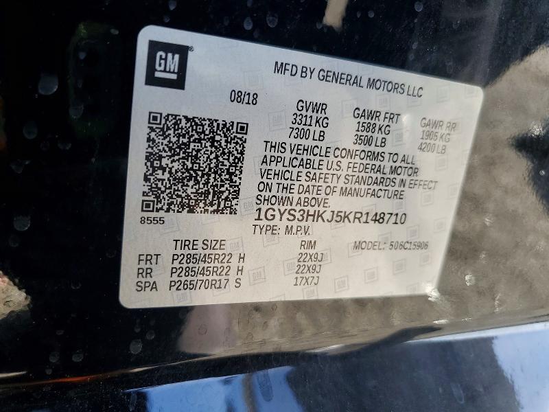 79389635 :رقم المزاد ، 1GYS3HKJ5KR148710 vin ، 2019 Cadillac Escalade مزاد بيع
