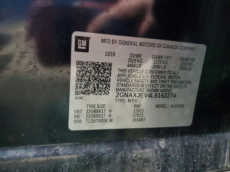 Продажа на аукционе авто 2020 Chevrolet Equinox, vin: 2GNAXJEV4L6162274, номер лота: 76558065