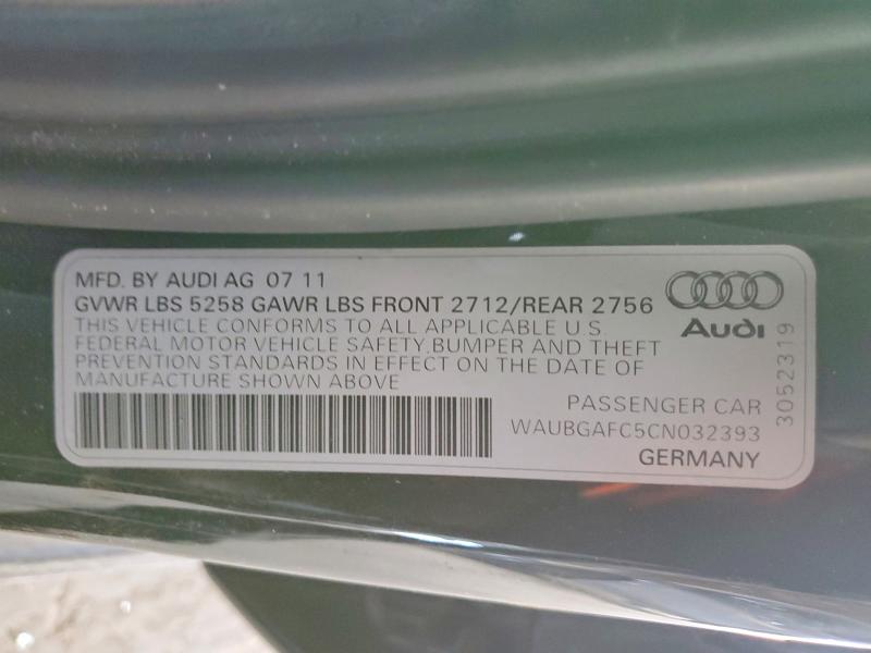 Продажа на аукционе авто 2012 Audi A6, vin: WAUBGAFC5CN032393, номер лота: 76666605