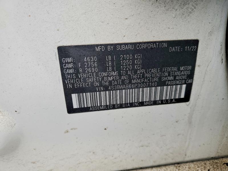 2023 Subaru Legacy მანქანა იყიდება აუქციონზე, vin: 4S3BWAB66P3007140, აუქციონის ნომერი: 77707365