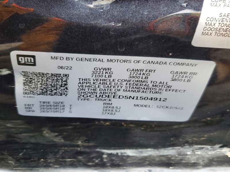 Продажа на аукционе авто 2022 Chevrolet Silverado, vin: 2GCUDEED5N1504912, номер лота: 76189965