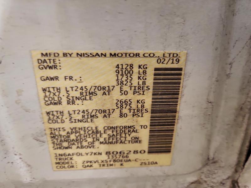 Продажа на аукционе авто 2019 Nissan Nv 2500, vin: 1N6AF0LY7KN806280, номер лота: 77784175