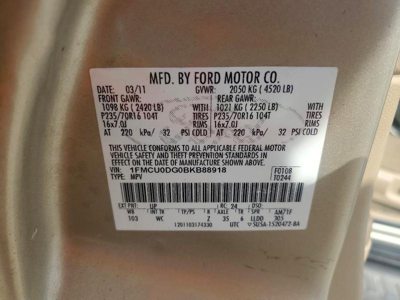 Продаж на аукціоні авто 2011 Ford Escape, vin: 1FMCU0DG0BKB88918, номер лоту: 77529065