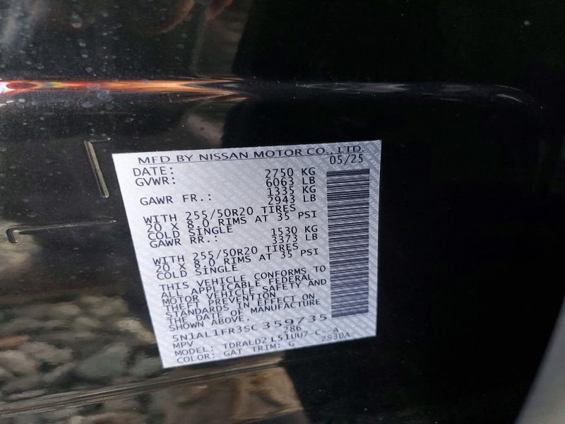 Aukcja sprzedaży 2025 Infiniti Qx60, vin: 5N1AL1FR3SC359735, numer aukcji: 77172495