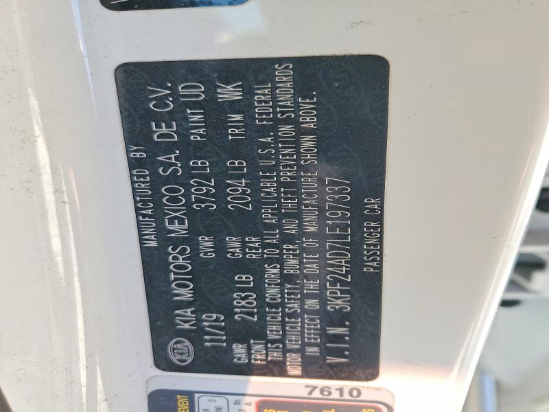 78372105 :رقم المزاد ، 3KPF24AD7LE197337 vin ، 2020 Kia Forte مزاد بيع