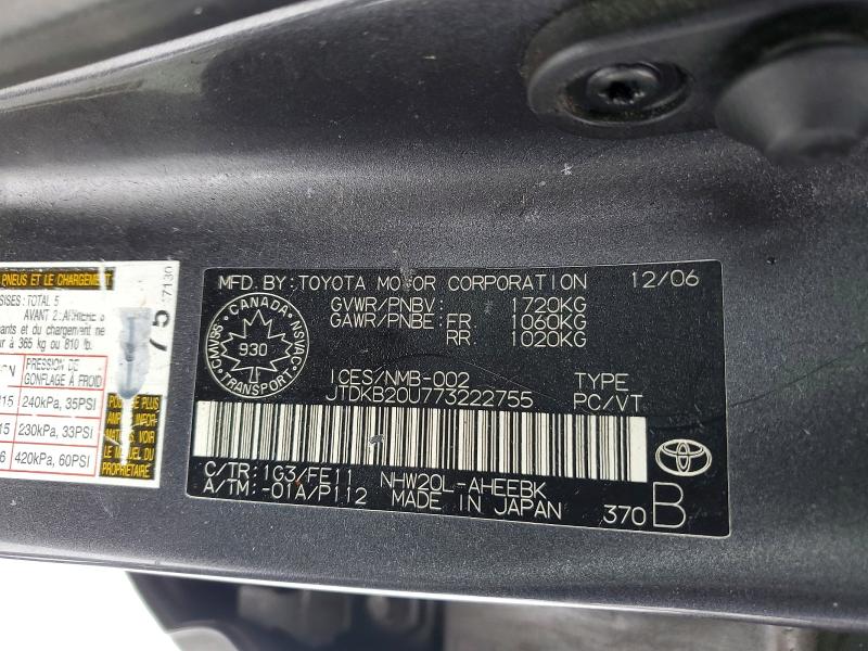 Продажа на аукционе авто 2007 Toyota Prius, vin: JTDKB20U773222755, номер лота: 78100355